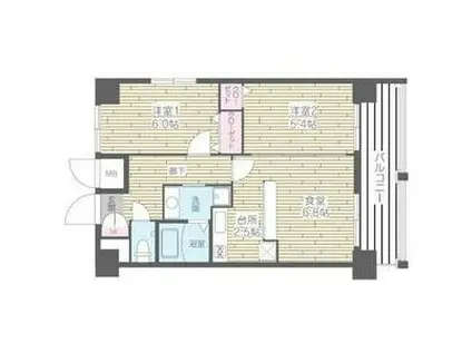 HF四条河原町レジデンス(2LDK/12階)の間取り写真