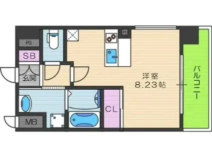 THE GARNET SUITE RESIDENCE 西七条(1K/1階)の間取り写真