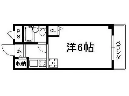 ビレッタ七瀬川(ワンルーム/1階)の間取り写真
