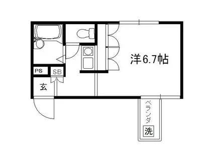 エレガンス御所北(ワンルーム/1階)の間取り写真