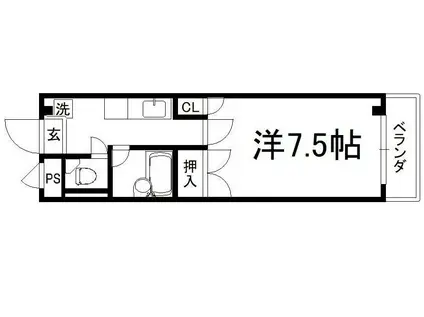 みそのハイツ(1K/2階)の間取り写真