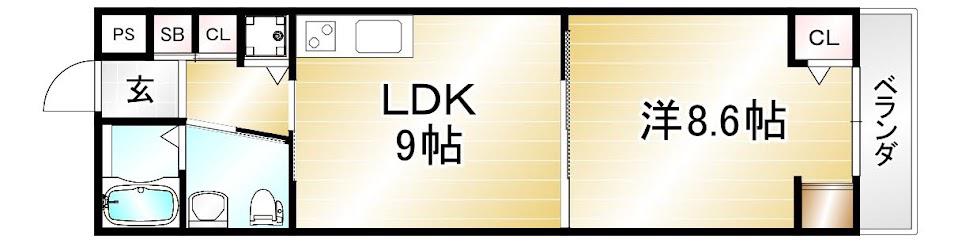 CLASICO北御所(1LDK/2階)の間取り写真