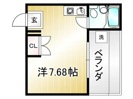 HAMASO京都今出川(ワンルーム/1階)の間取り写真