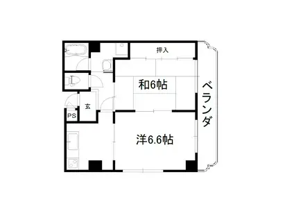 シティーアスカ(2K/7階)の間取り写真