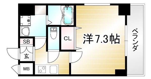 プレサンス京都北野白梅町(1K/5階)の間取り写真