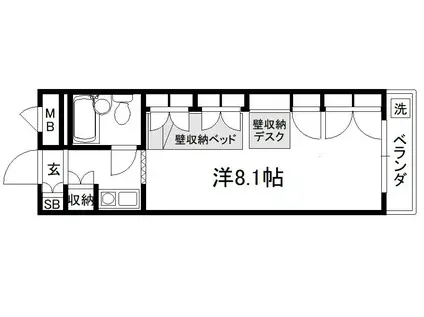 セレーネ田辺Ⅲ-A(1K/3階)の間取り写真