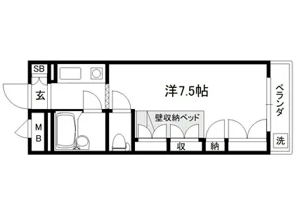 セレーネ田辺Ⅲ-A(1K/3階)の間取り写真