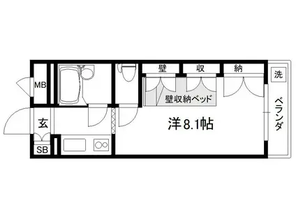 セレーネ田辺Ⅳ(1K/4階)の間取り写真