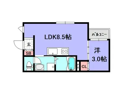 LUANA御所西(1LDK/2階)の間取り写真