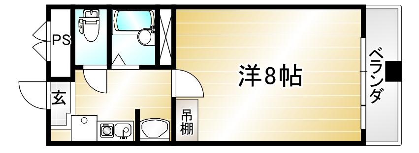 滝山ビル(1K/4階)の間取り写真