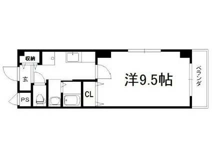 カリヨン新田辺(1K/2階)の間取り写真