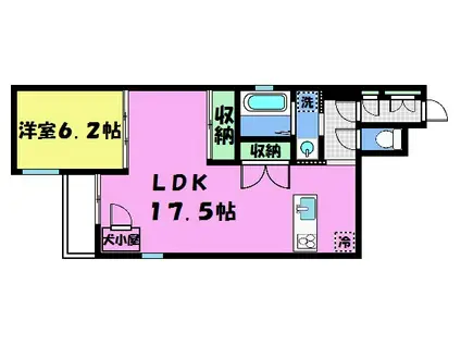ヴィラスタジオーネ御所南(1LDK/2階)の間取り写真