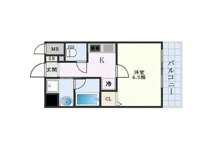 ベラジオ京都七条ウエスト(1K/2階)の間取り写真