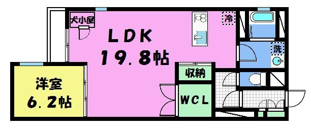ヴィラスタジオーネ御所南(1LDK/4階)の間取り写真