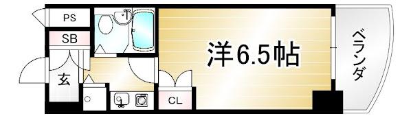 ジョイフル紫野(1K/2階)の間取り写真