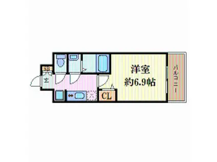 プレサンス京都二条 京華(1K/1階)の間取り写真