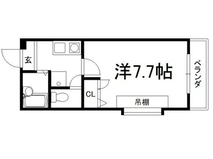 KIビレッヂ(1K/1階)の間取り写真