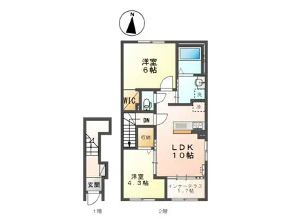 ARIETTA HARADANI(2LDK/2階)の間取り写真