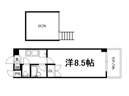ヴィヴァーチェ智恵光院(1K/3階)の間取り写真