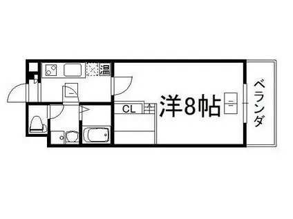サザンルネス三山木(1K/2階)の間取り写真