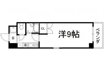 ユニバーシティー丸光Ⅱ(1K/2階)の間取り写真