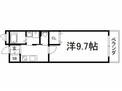 シェルグラン京田辺(1K/2階)の間取り写真