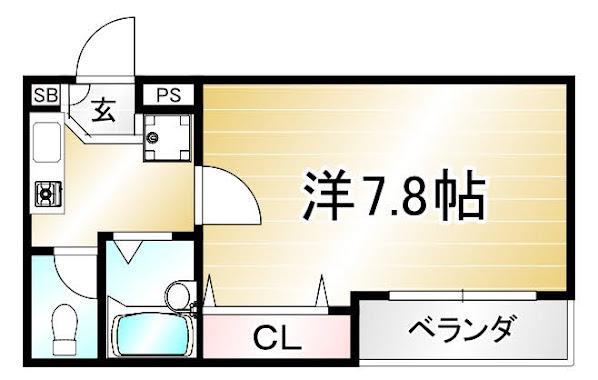 ベルウイング(1K/4階)の間取り写真