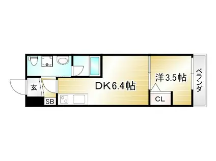 サイプレス御所西(1DK/1階)の間取り写真