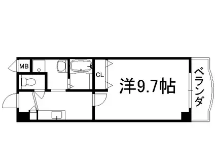 シャトー同志社前(1K/2階)の間取り写真