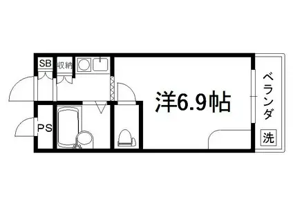 セレーネ田辺Ⅲ-A(1K/2階)の間取り写真