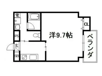 ヴェルデ御所東(1K/4階)の間取り写真