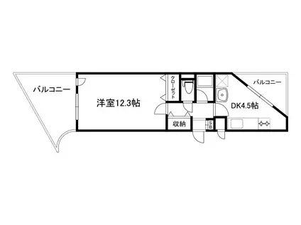 メドウモリベ(1DK/2階)の間取り写真