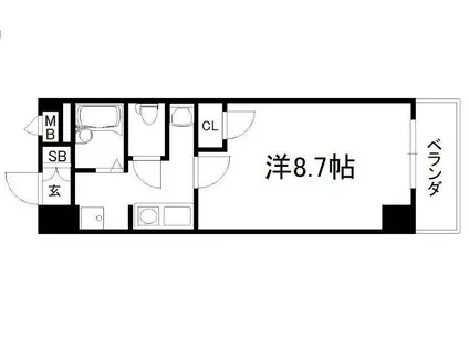 エルコート(1K/3階)の間取り写真