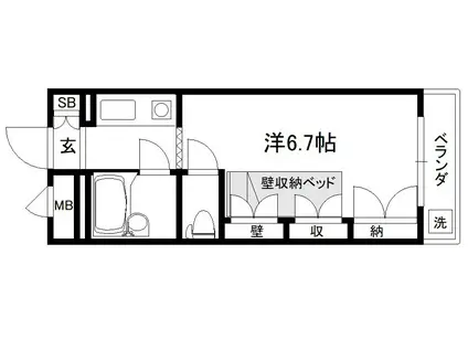 セレーネ田辺Ⅳ(1K/4階)の間取り写真