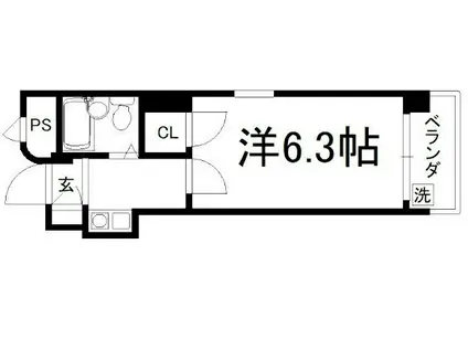 プラザ出水通(1K/6階)の間取り写真