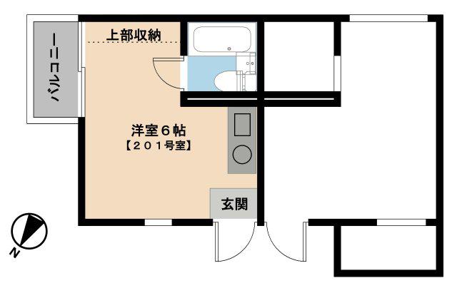 グリーンルーフ下鴨(ワンルーム/2階)の間取り写真