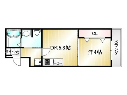 COCON京都一条(1DK/4階)の間取り写真