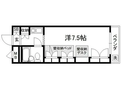 セレーネ田辺Ⅲ-A(1K/4階)の間取り写真