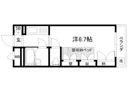 セレーネ田辺Ⅳ(1K/4階)の間取り写真