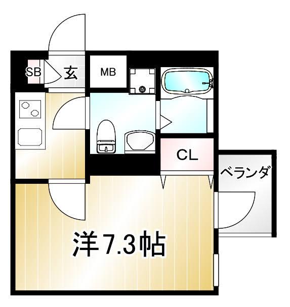 D.CLAREST CREST TAPP 二条(1K/1階)の間取り写真