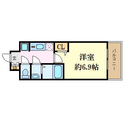 プレサンス京都二条 京華(1K/3階)の間取り写真