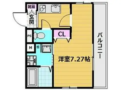 アクエルド京大北(1K/1階)の間取り写真