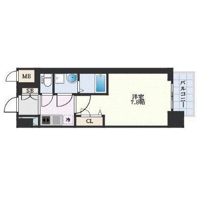 エスリード京都梅小路アヴェニテ(1K/2階)の間取り写真