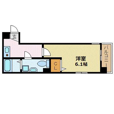ブリエ五条大宮(1K/3階)の間取り写真
