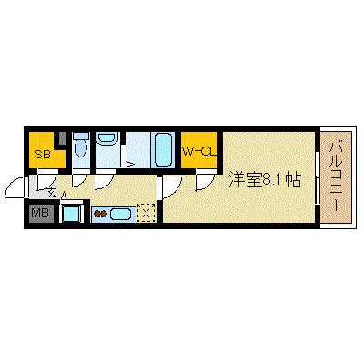 エスリード京都梅小路(1K/5階)の間取り写真