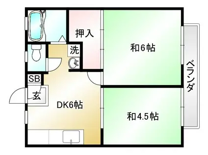 エステート一条(2DK/2階)の間取り写真