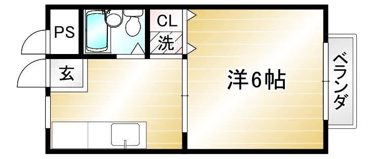 エステート一条(1K/1階)の間取り写真