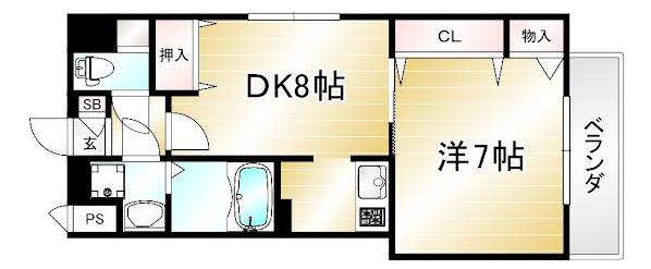 ウエストパレス小川(1DK/1階)の間取り写真