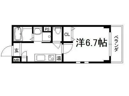 プランドールSHINWA(1K/4階)の間取り写真