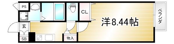ペルージュ油小路(1K/4階)の間取り写真